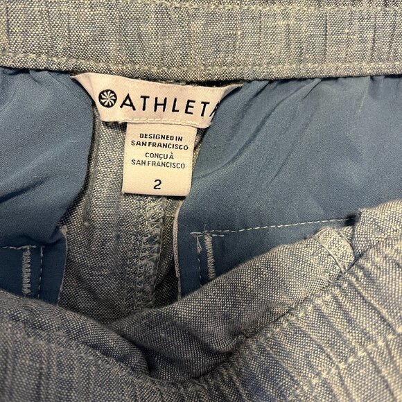 Athleta Woman's Cabo Linen Jogger Style Pant Elastic Waist Chambray Blue Size 2 - Picture 2 of 5
